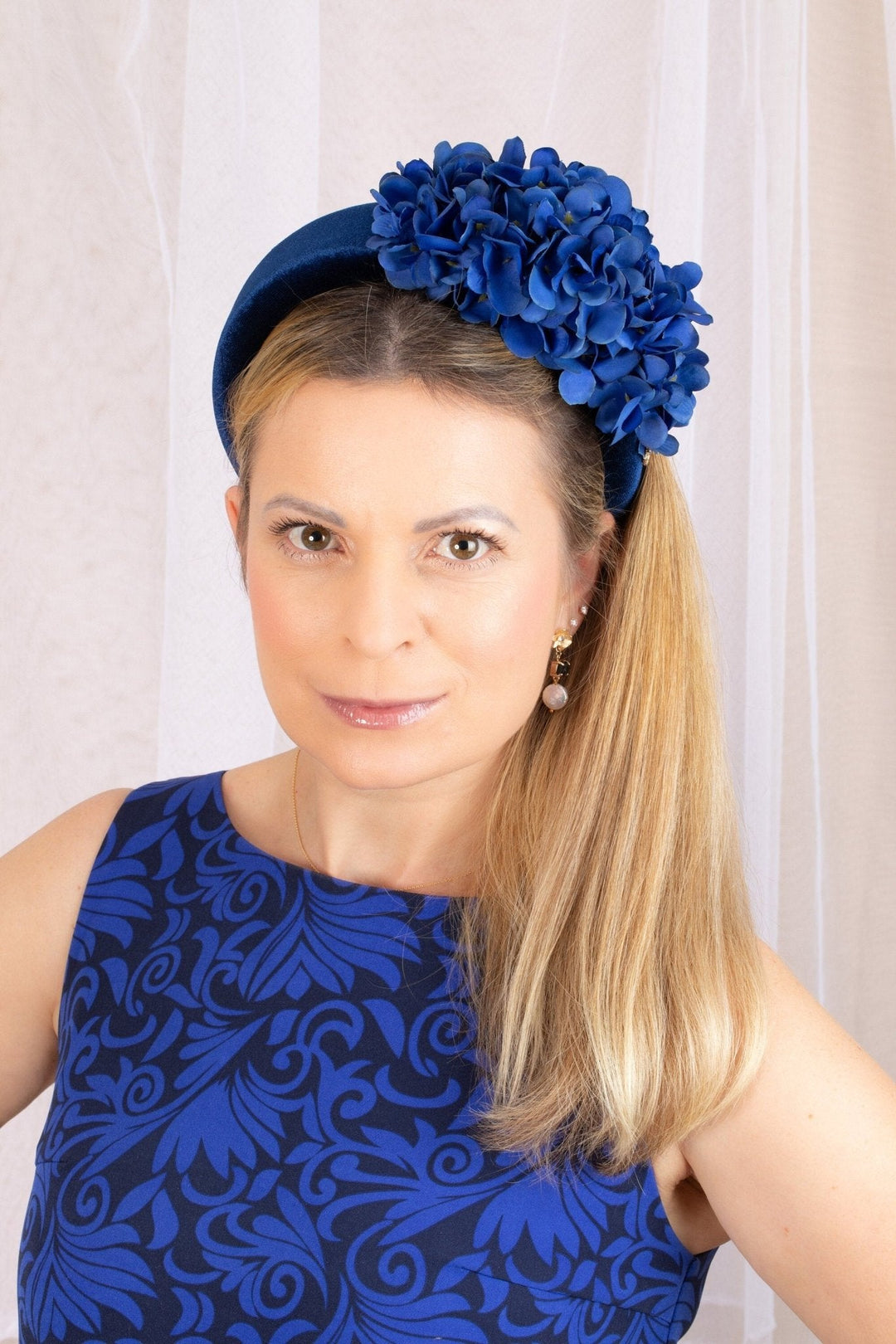 Elegant Blue Hydrangea Fascinator - OlhaHeadband