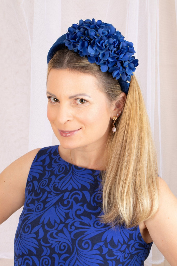 Elegant Blue Hydrangea Fascinator - OlhaHeadband