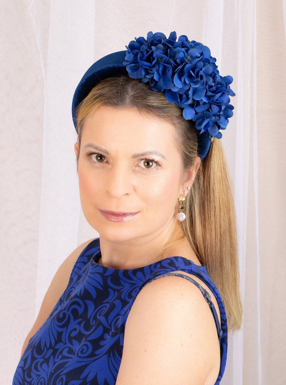 Elegant Blue Hydrangea Fascinator - OlhaHeadband