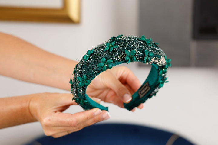 Emerald Green Velvet Fascinator - OlhaHeadband