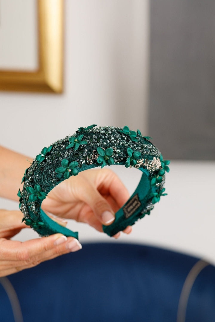 Emerald Green Velvet Fascinator - OlhaHeadband