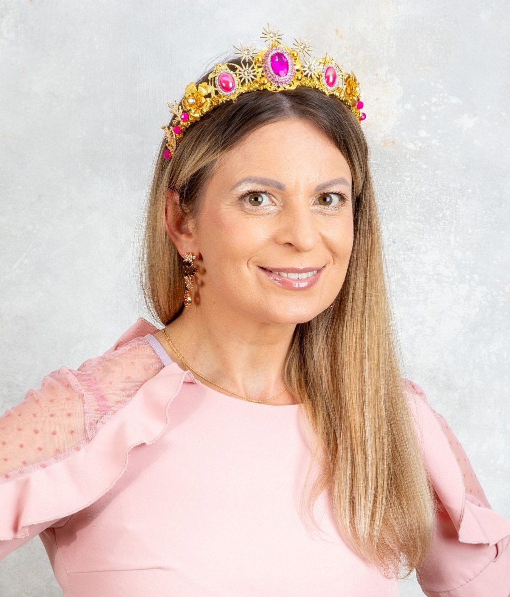 Gold and Pink Crown - OlhaHeadband