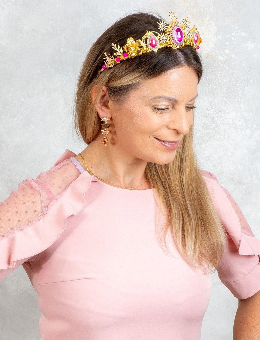 Gold and Pink Crown - OlhaHeadband