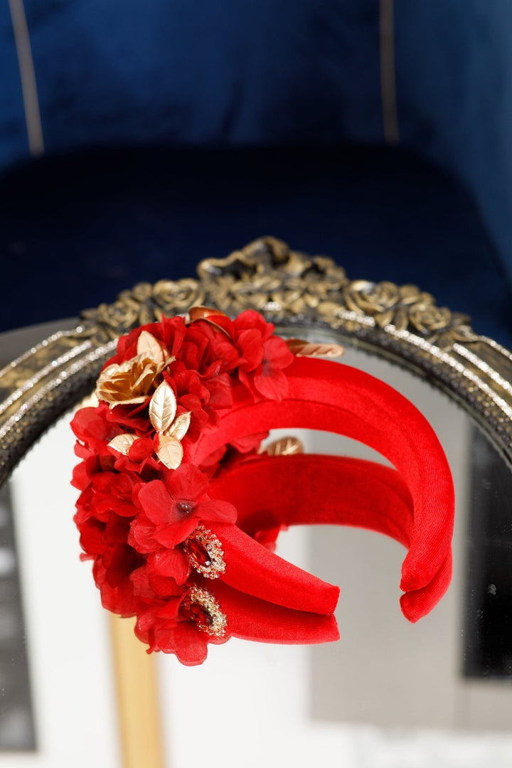 Gold and Red Fascinator - OlhaHeadband