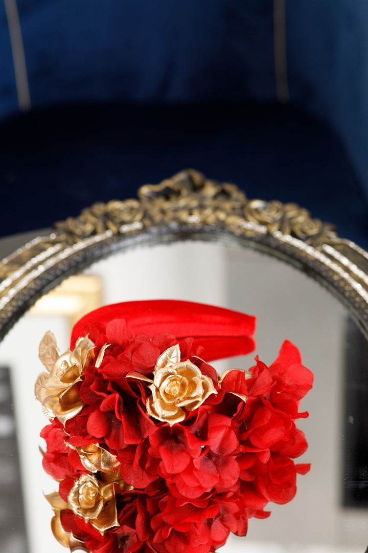 Gold and Red Fascinator - OlhaHeadband