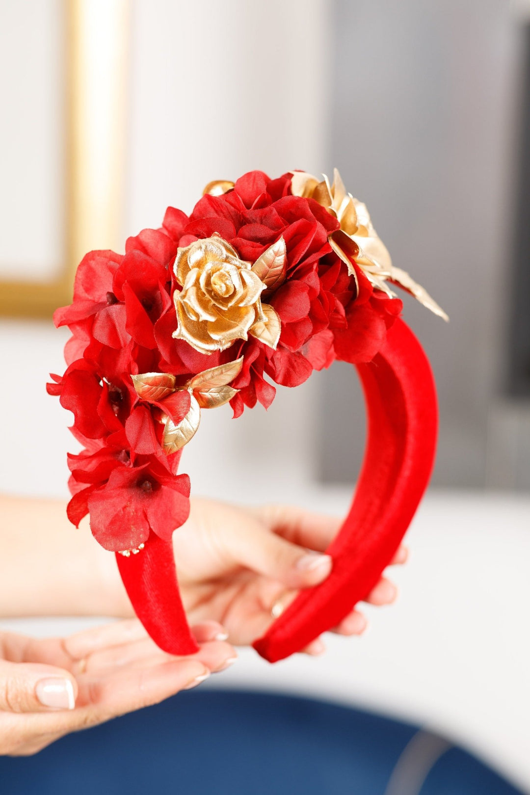 Gold and Red Fascinator - OlhaHeadband