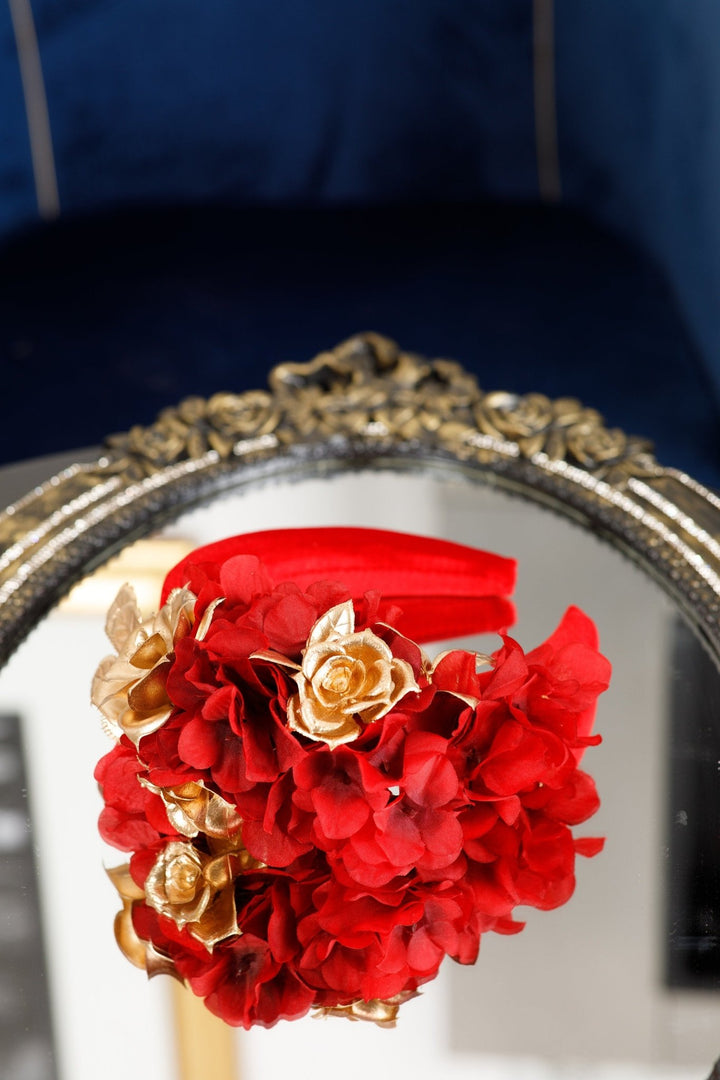 Gold and Red Fascinator - OlhaHeadband