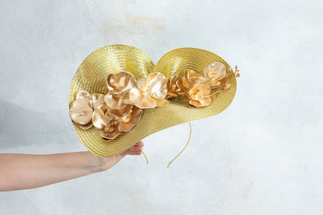 Gold Flower Fascinator - OlhaHeadband