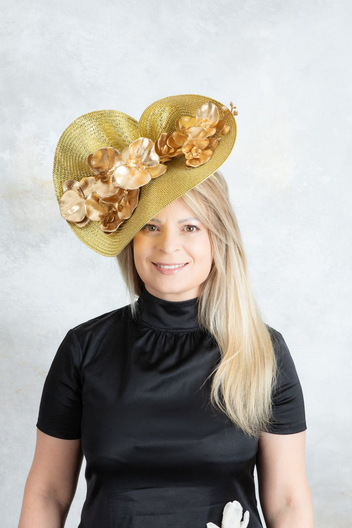 Gold Flower Fascinator - OlhaHeadband