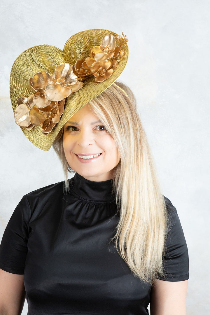 Gold Flower Fascinator - OlhaHeadband
