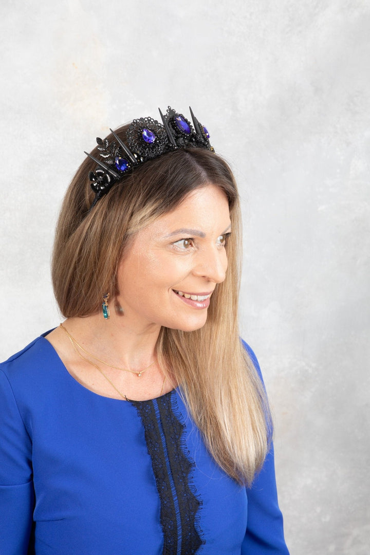 Gothic Black rhinestone headband - OlhaHeadband