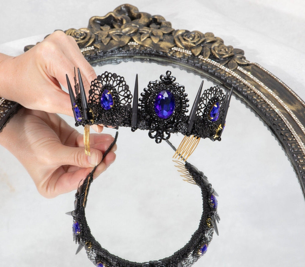 Gothic Black rhinestone headband - OlhaHeadband