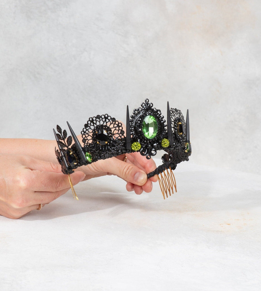 Gothic Tiara - Art Deco Baroque Crown with Spikes - OlhaHeadband