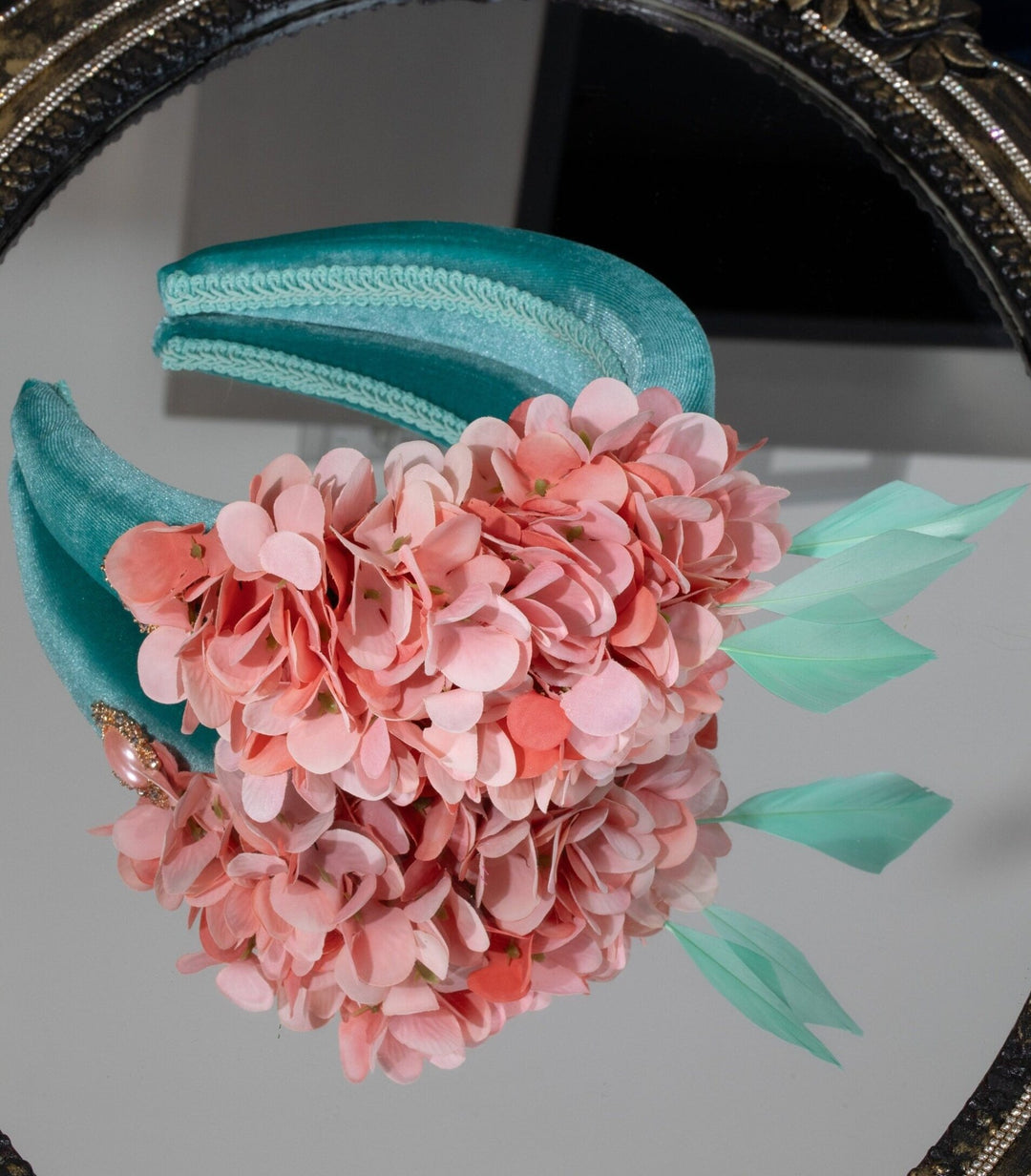 green and pink fascinator - OlhaHeadband