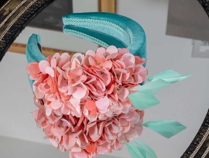 green and pink fascinator - OlhaHeadband