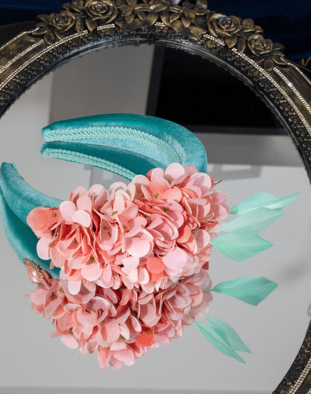 green and pink fascinator - OlhaHeadband