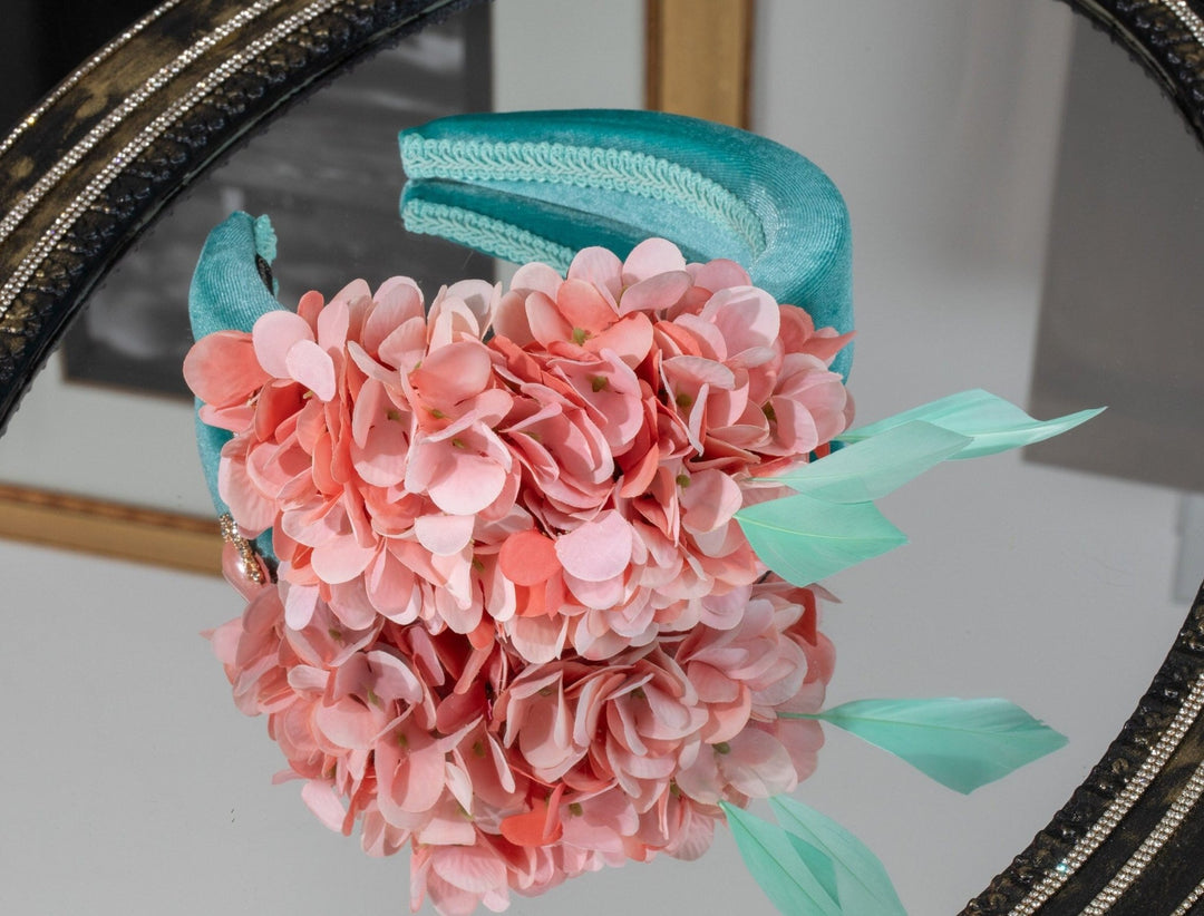 green and pink fascinator - OlhaHeadband