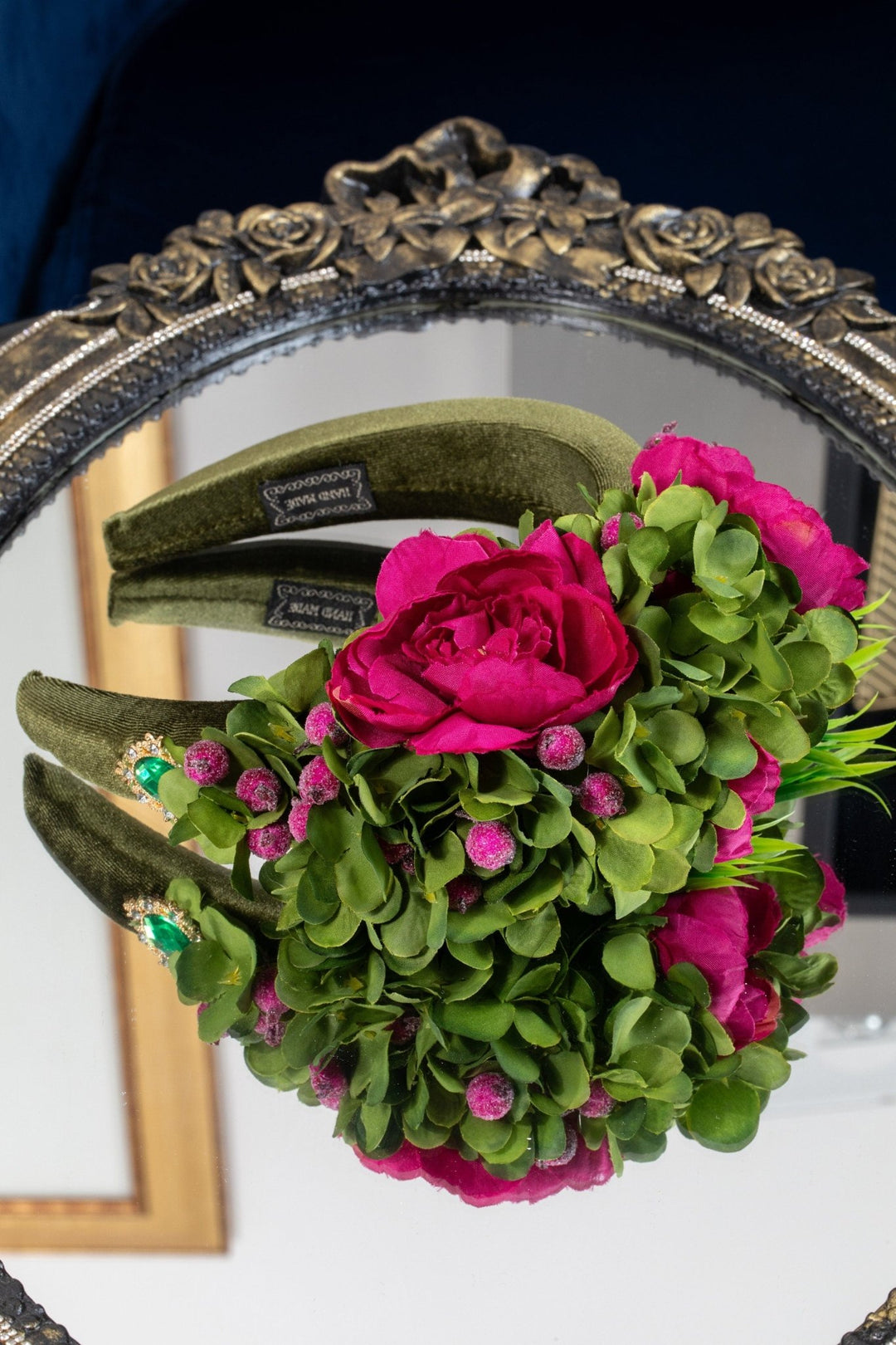Green Magenta Floral Headband - for Weddings - Modern Brides - OlhaHeadband