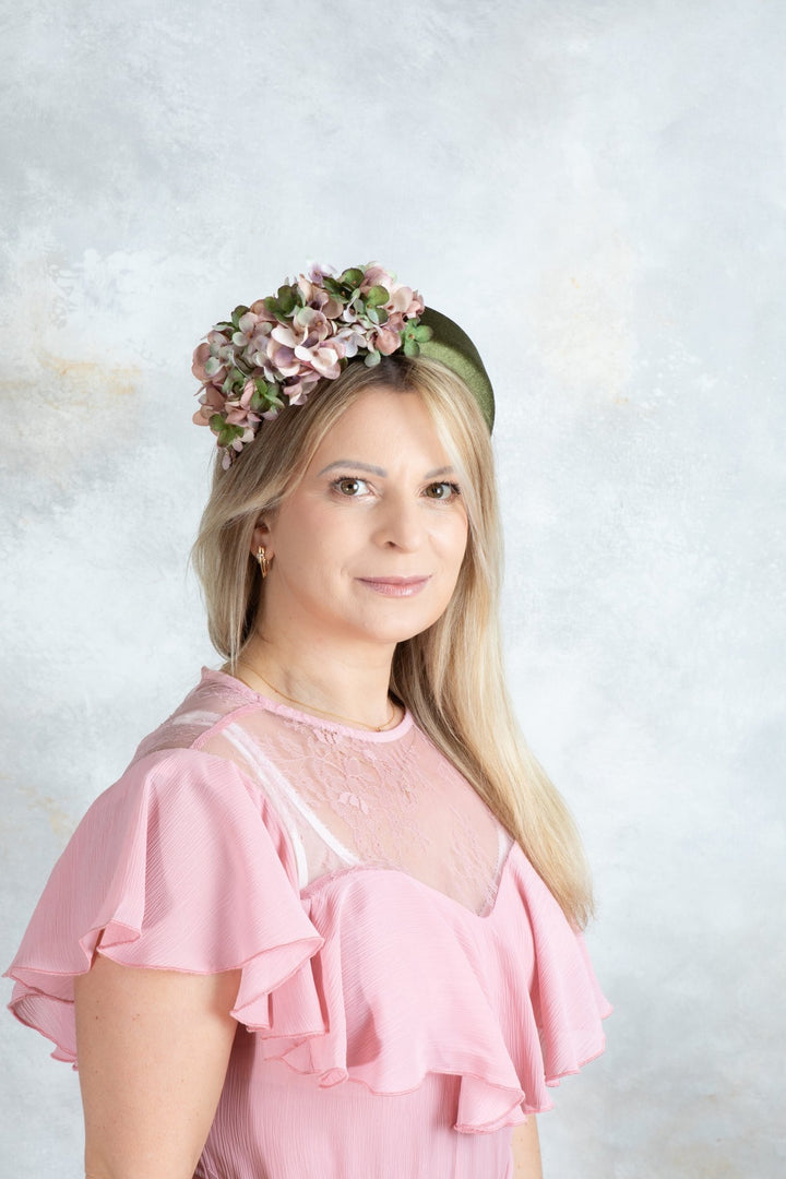 Green Padded headband Fascinator Powder colors - OlhaHeadband