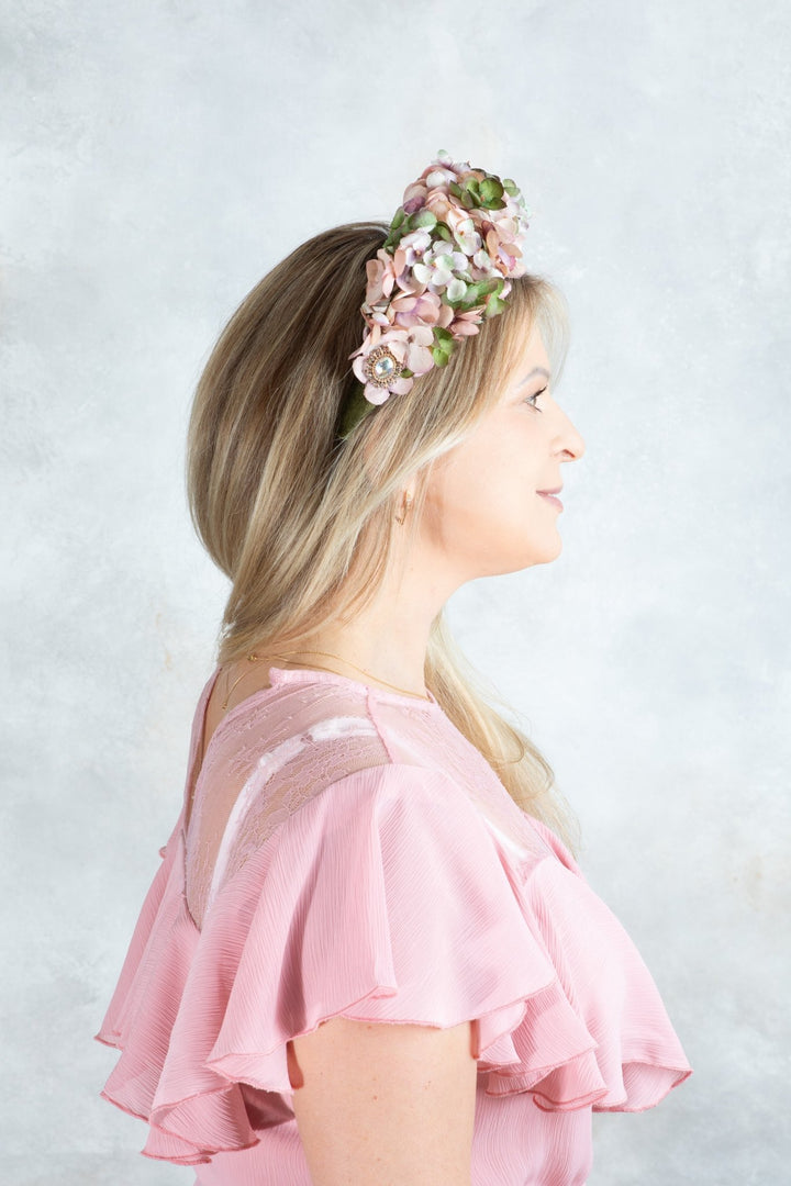 Green Padded headband Fascinator Powder colors - OlhaHeadband