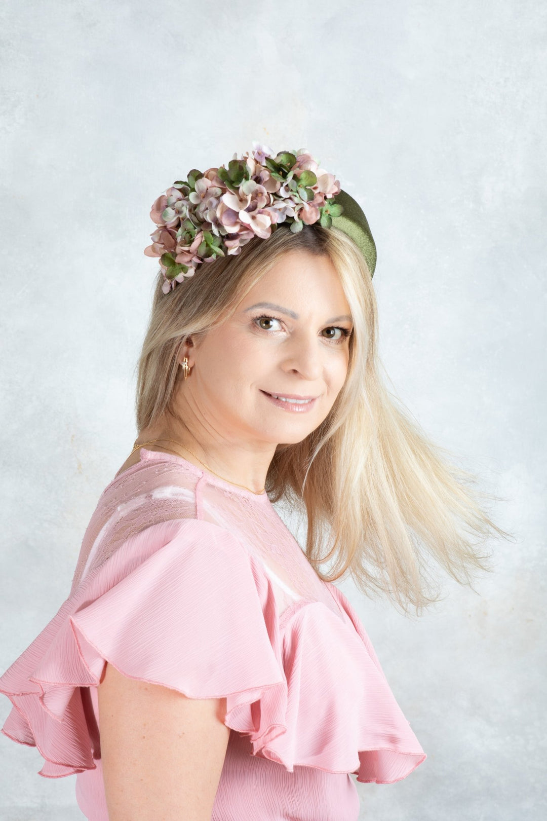 Green Padded headband Fascinator Powder colors - OlhaHeadband