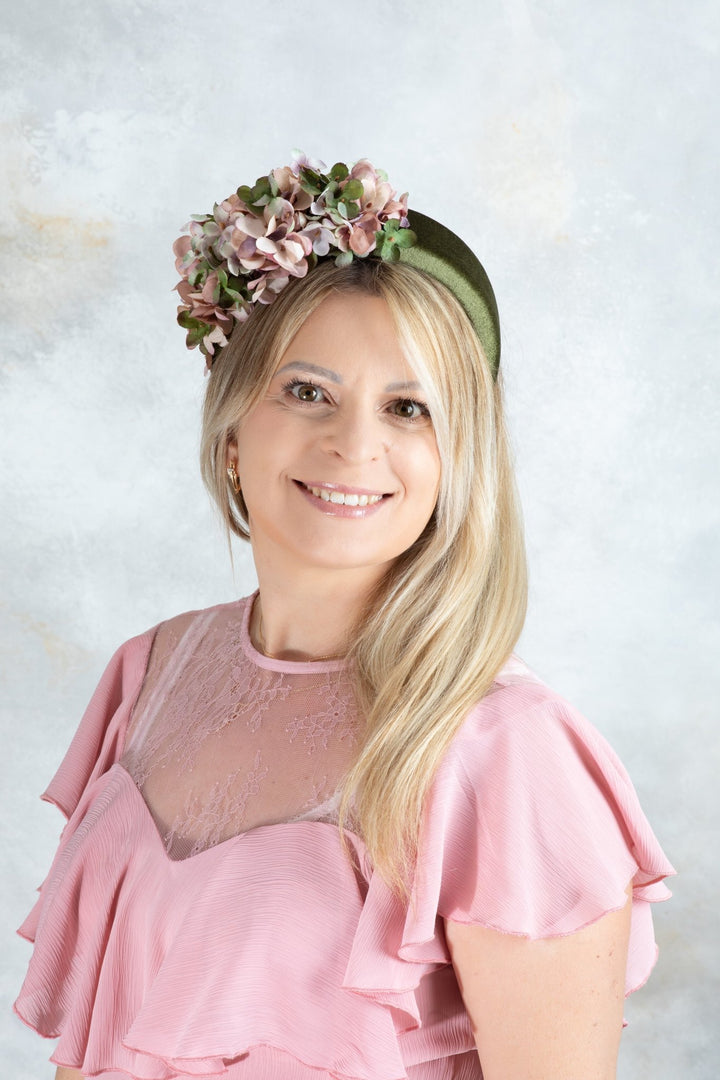 Green Padded headband Fascinator Powder colors - OlhaHeadband