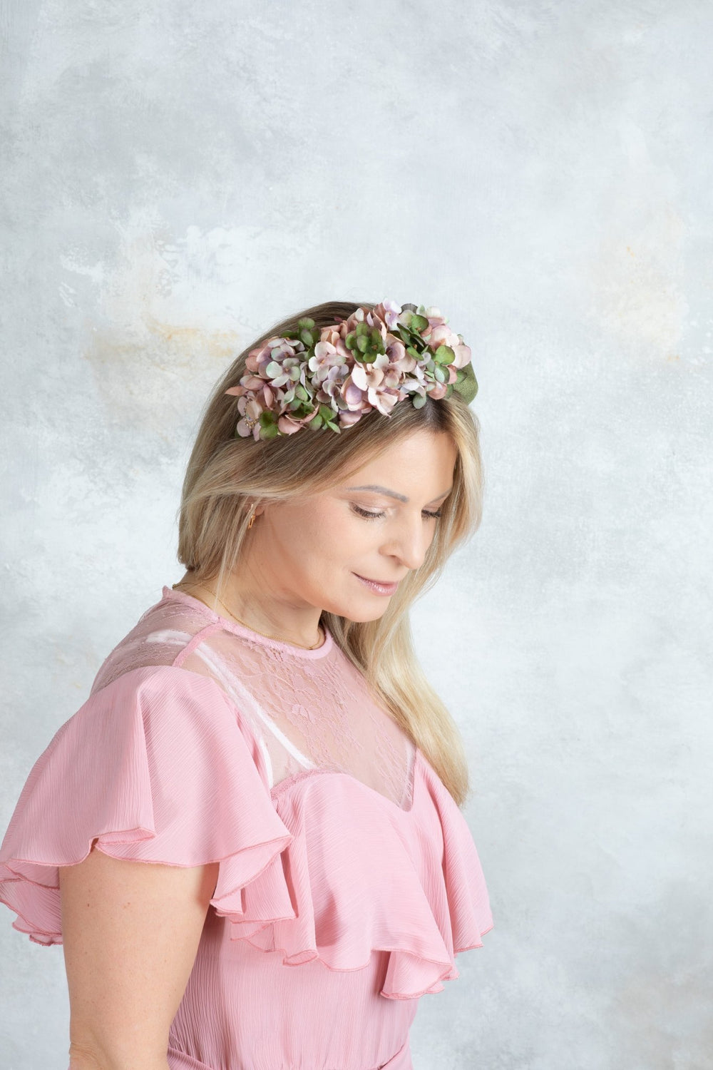 Green Padded headband Fascinator Powder colors - OlhaHeadband