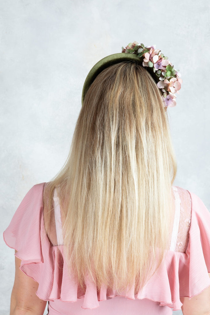 Green Padded headband Fascinator Powder colors - OlhaHeadband