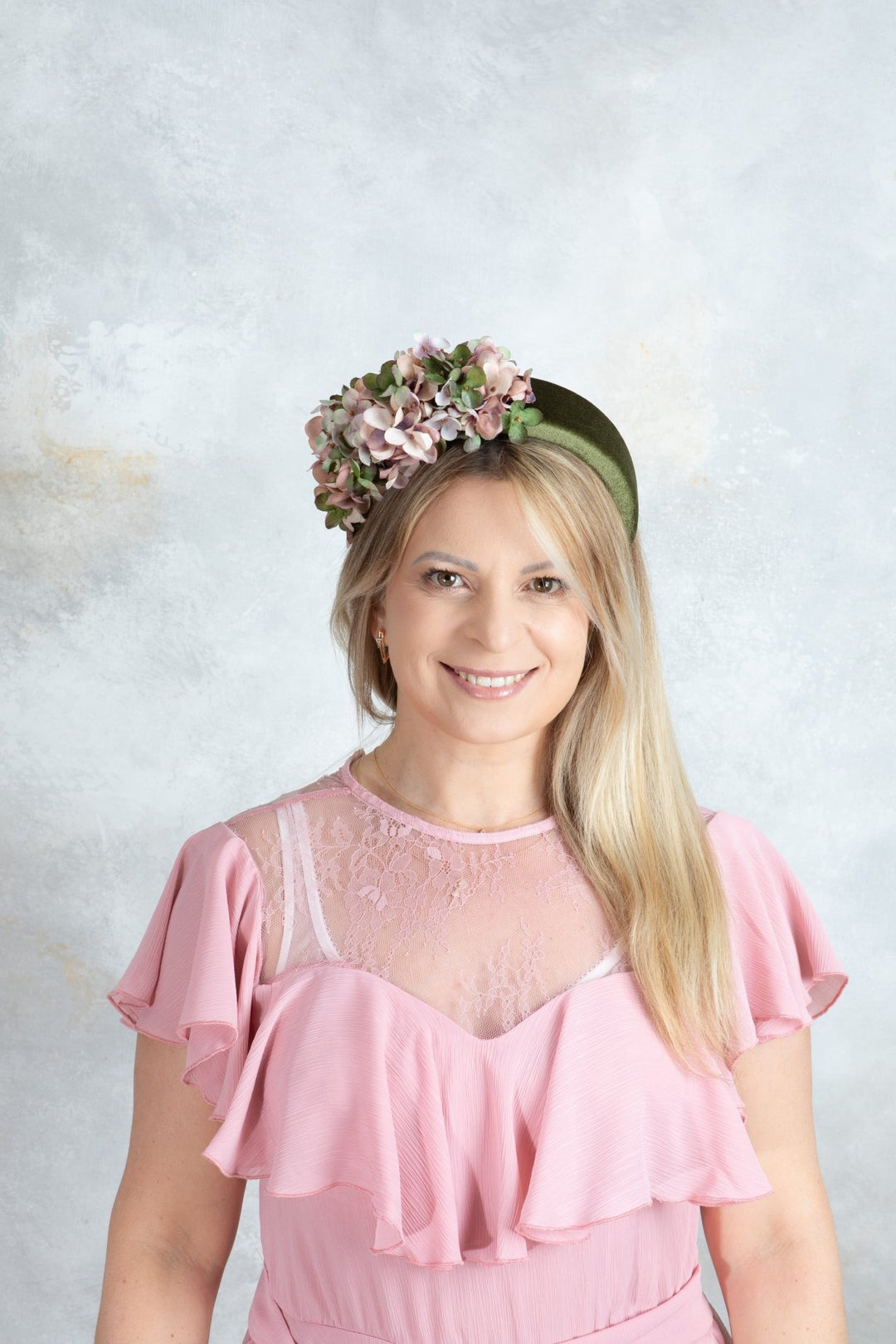 Green Padded headband Fascinator Powder colors - OlhaHeadband