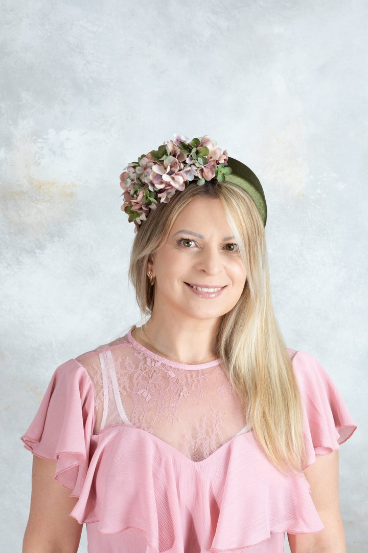 Green Padded headband Fascinator Powder colors - OlhaHeadband