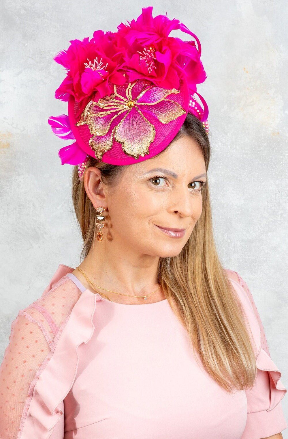 Hot Pink Fascinator - OlhaHeadband