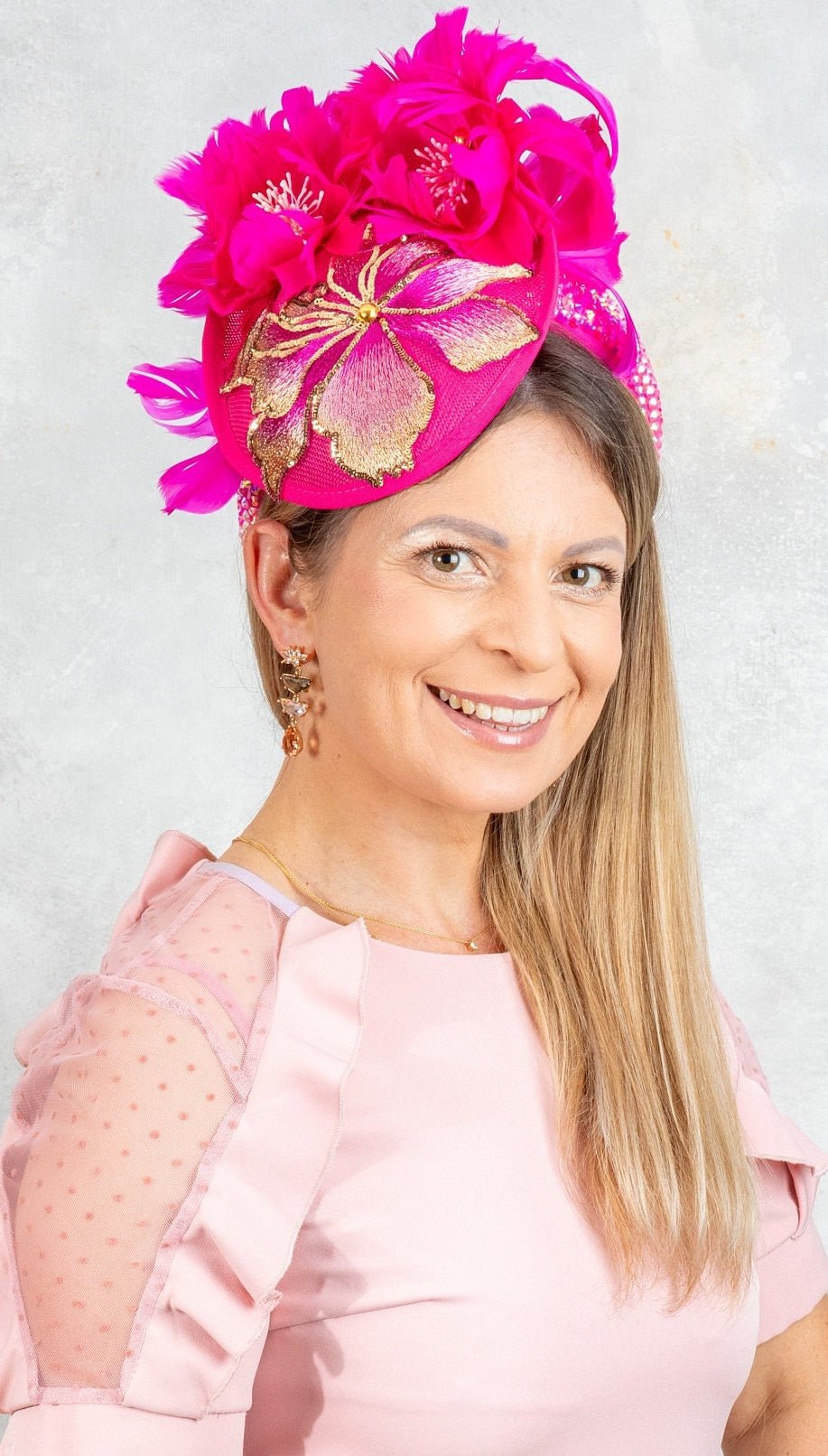 Hot Pink Fascinator - OlhaHeadband