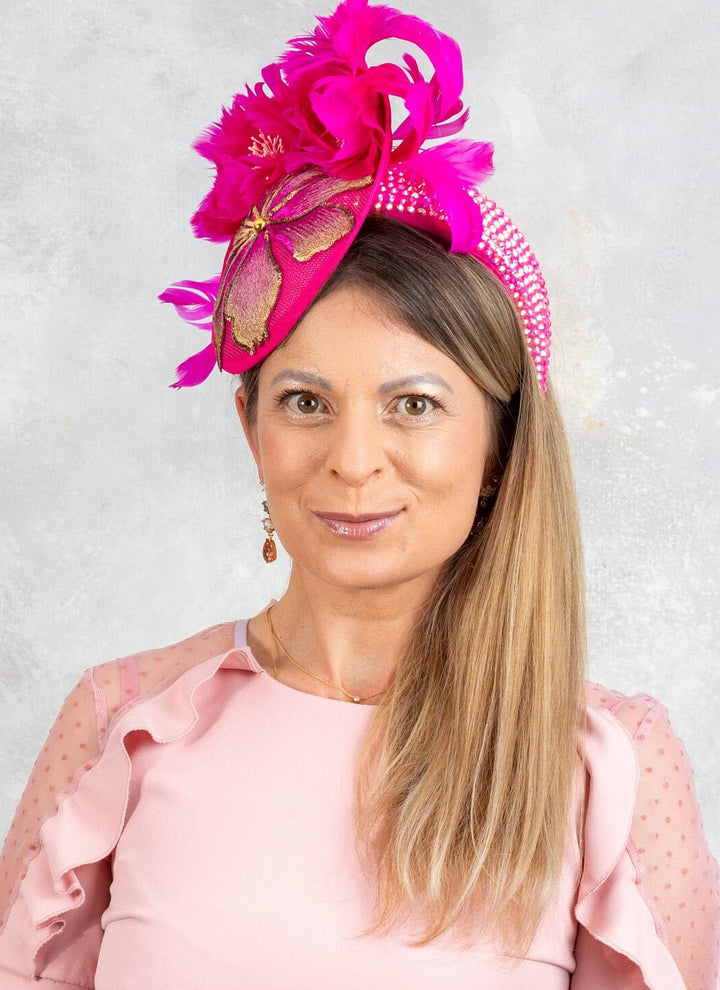 Hot Pink Fascinator - OlhaHeadband