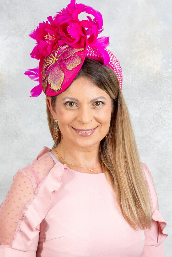 Hot Pink Fascinator - OlhaHeadband