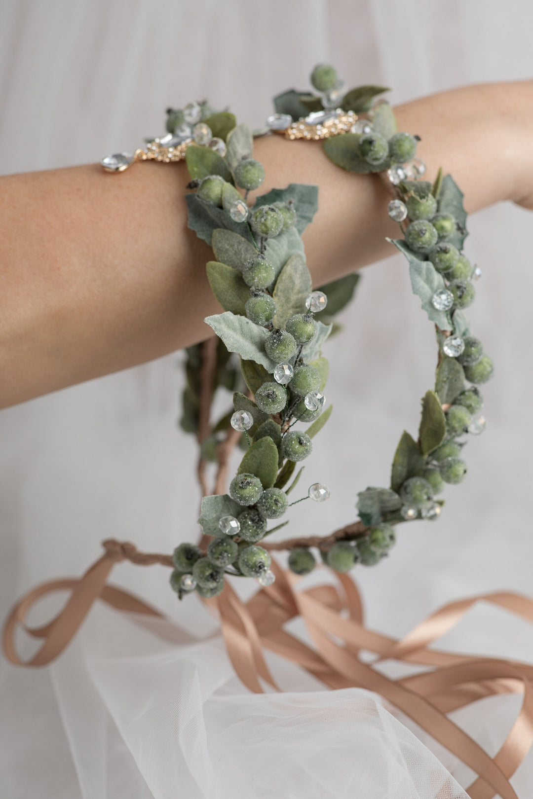 Sage Green Elf Crown — Handmade Woodland Leaf Headpiece