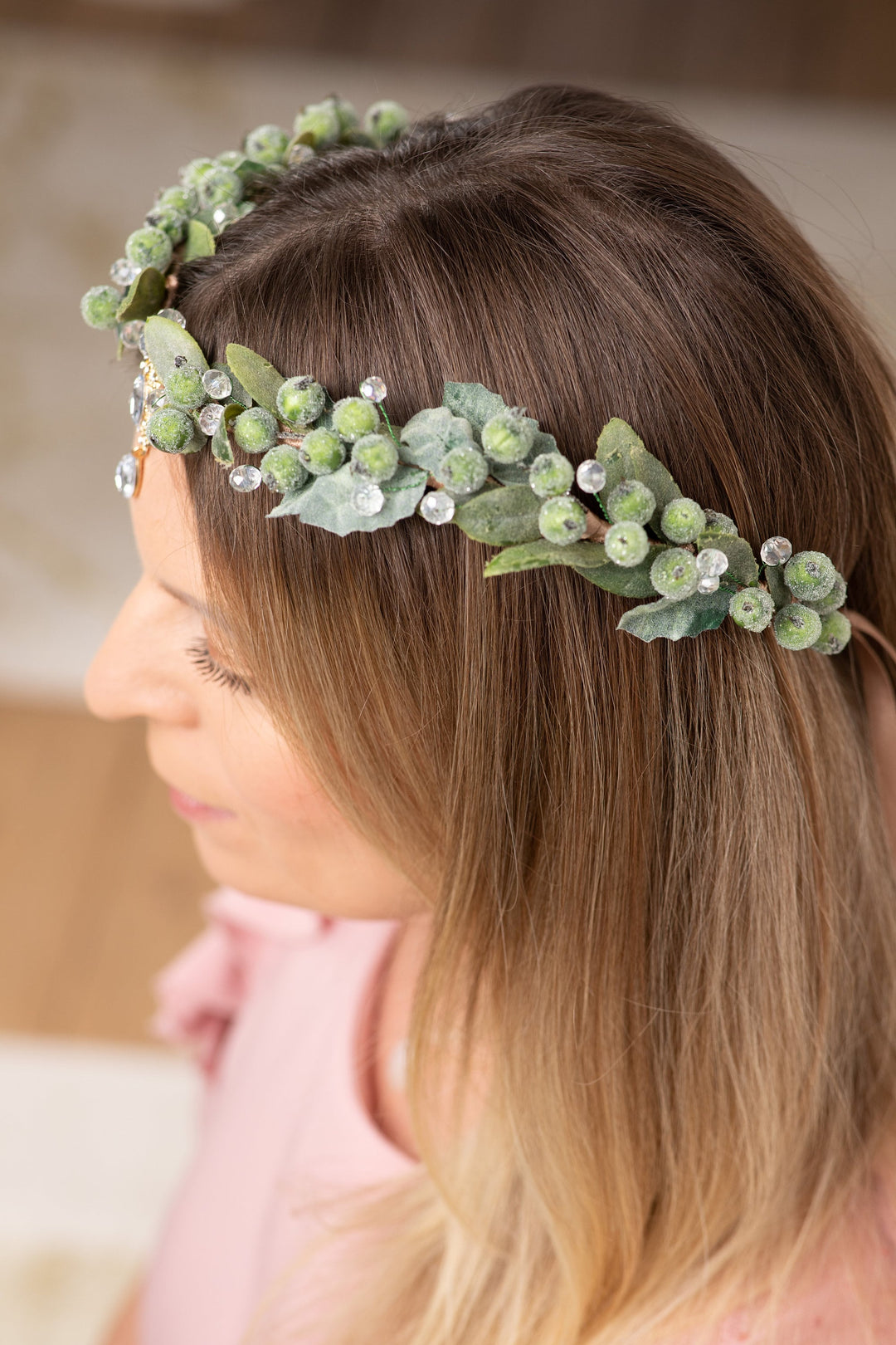 Sage Green Elf Crown — Handmade Woodland Leaf Headpiece