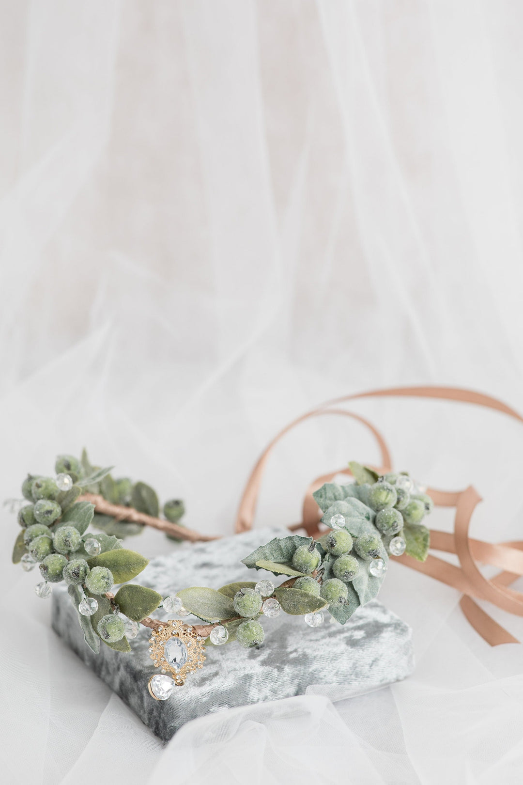 Sage Green Elf Crown — Handmade Woodland Leaf Headpiece
