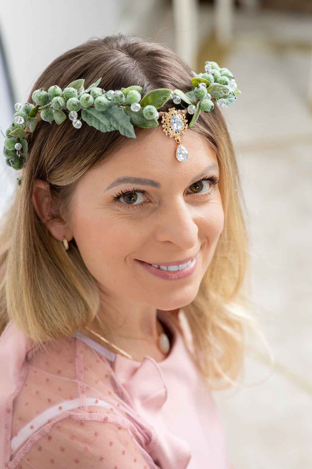 Sage Green Elf Crown — Handmade Woodland Leaf Headpiece