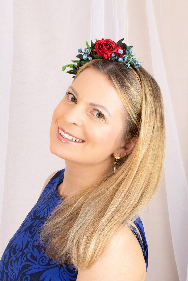 dried flower crown - Red  and Dried Flowers headband