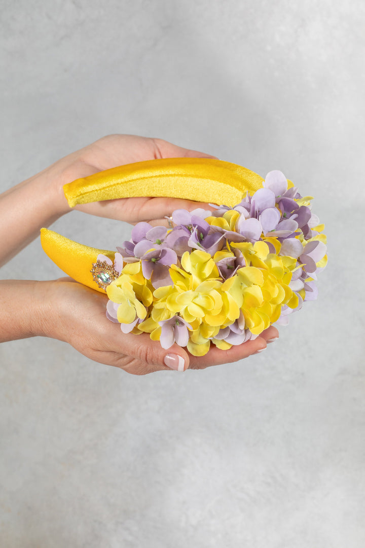 Purple & Yellow Floral Fascinator Headband (Lavender)