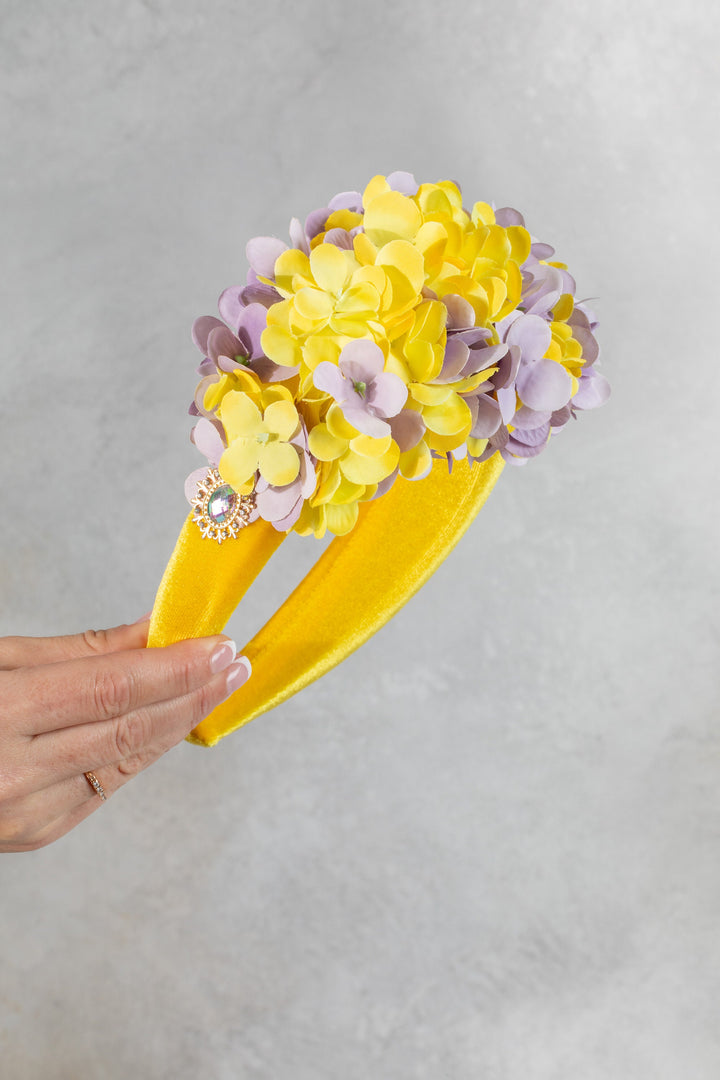 Purple & Yellow Floral Fascinator Headband (Lavender)