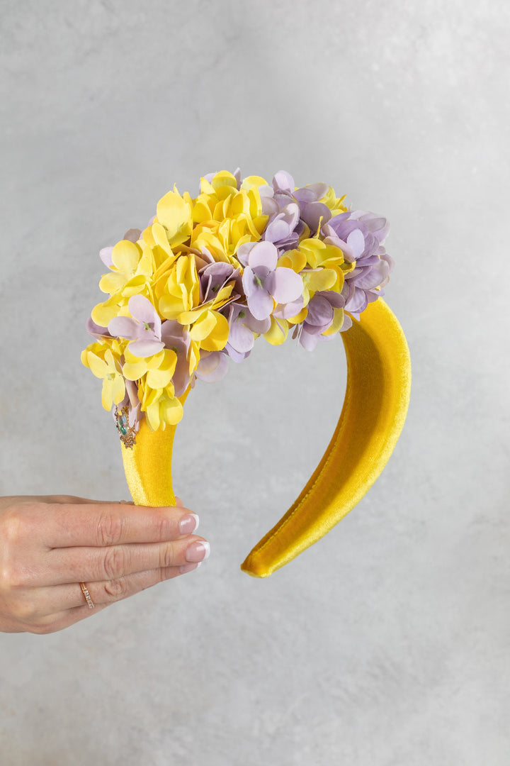 Purple & Yellow Floral Fascinator Headband (Lavender)
