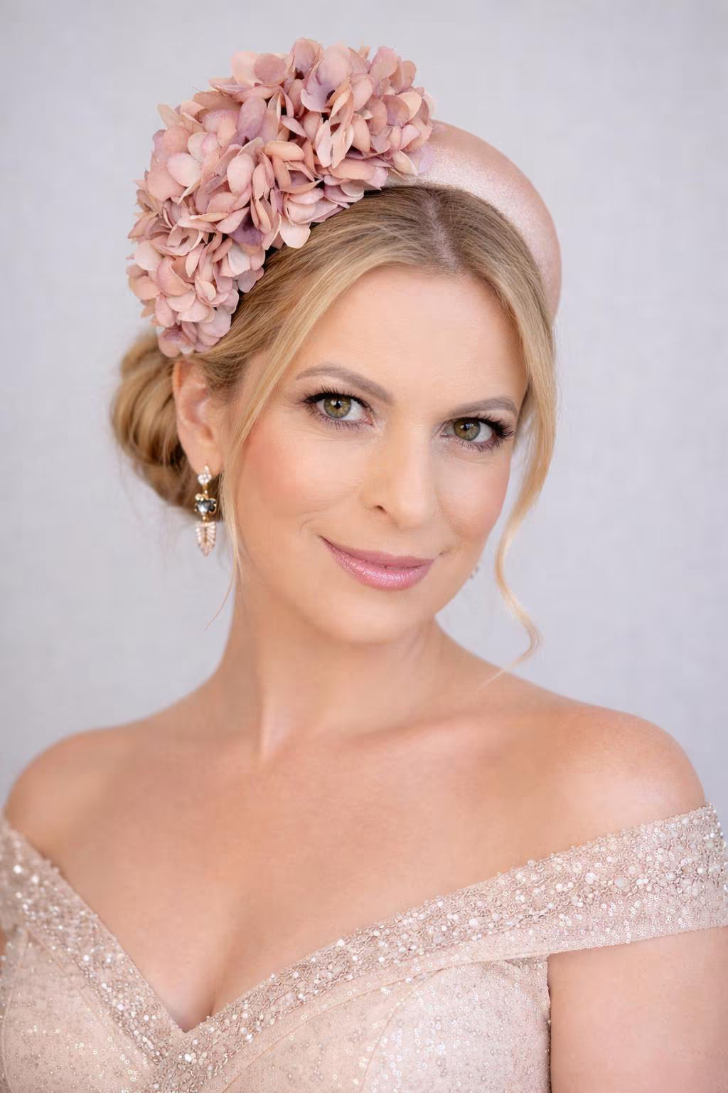 Dusty Pink Floral Padded Fascinator Headband