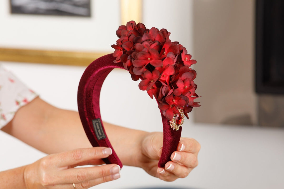 Kentucky Derby Fascinator burgundy - OlhaHeadband