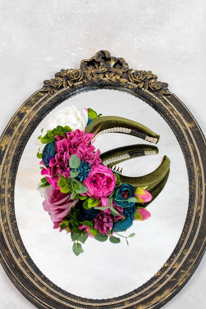 Multi - Color Flower Padded Fascinator Headband - OlhaHeadband