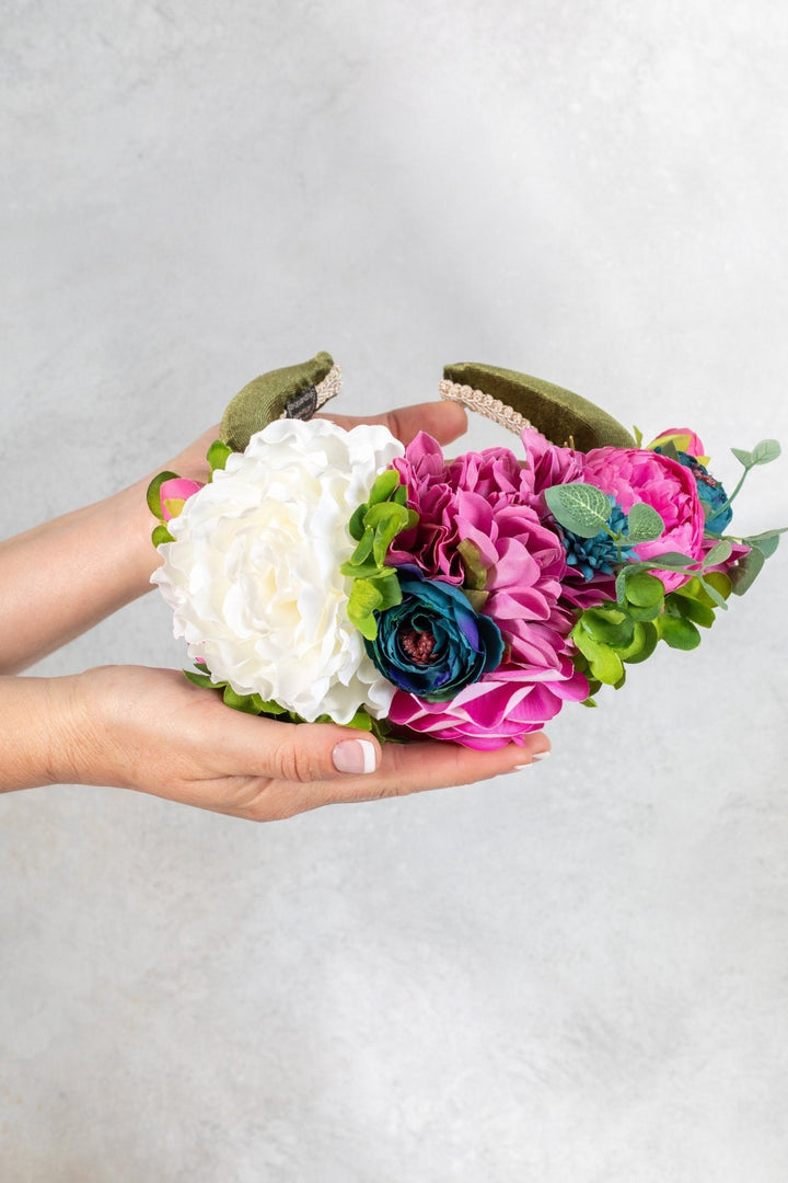 Multi - Color Flower Padded Fascinator Headband - OlhaHeadband