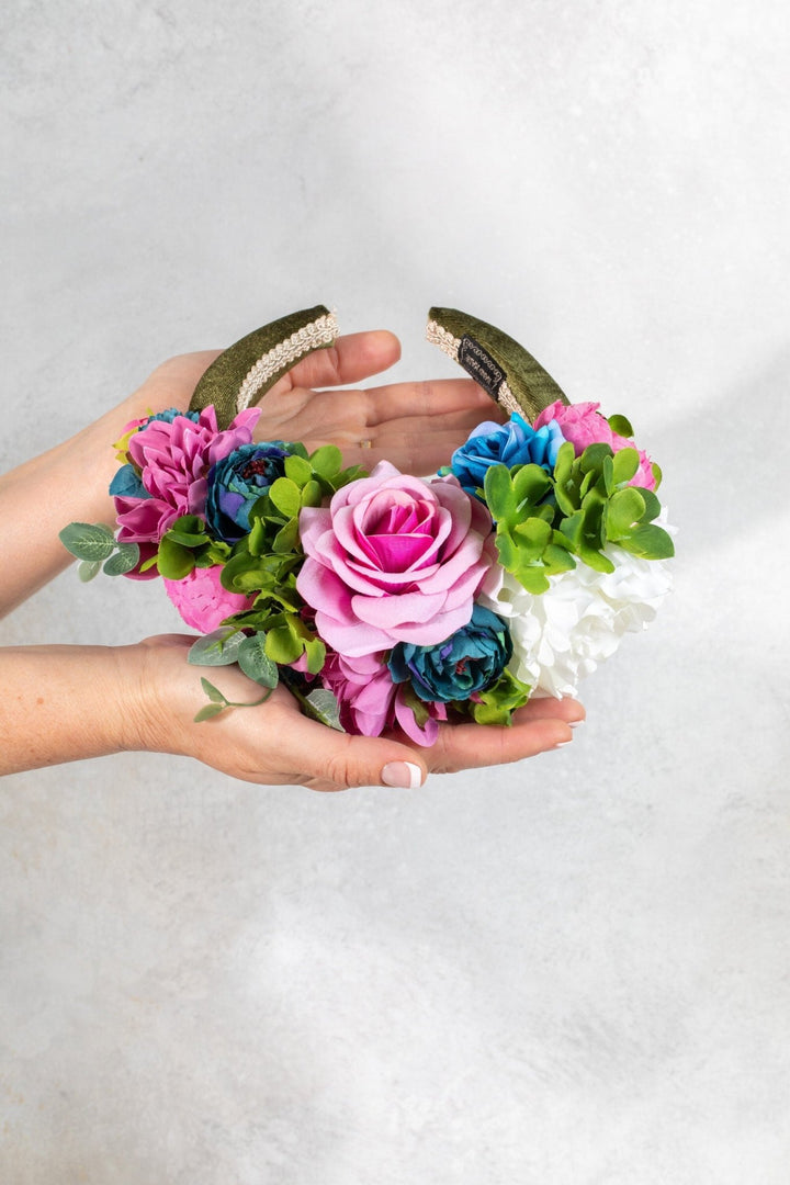 Multi - Color Flower Padded Fascinator Headband - OlhaHeadband