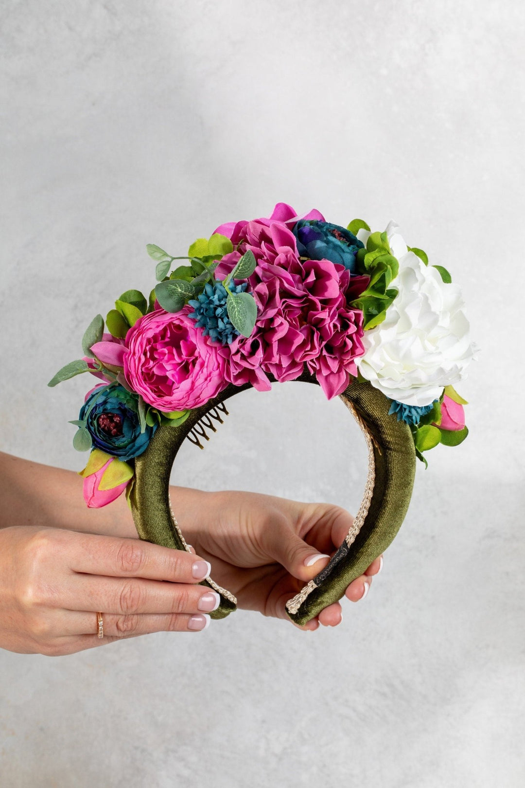 Multi - Color Flower Padded Fascinator Headband - OlhaHeadband