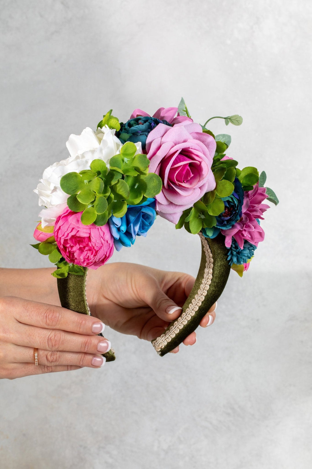 Multi - Color Flower Padded Fascinator Headband - OlhaHeadband