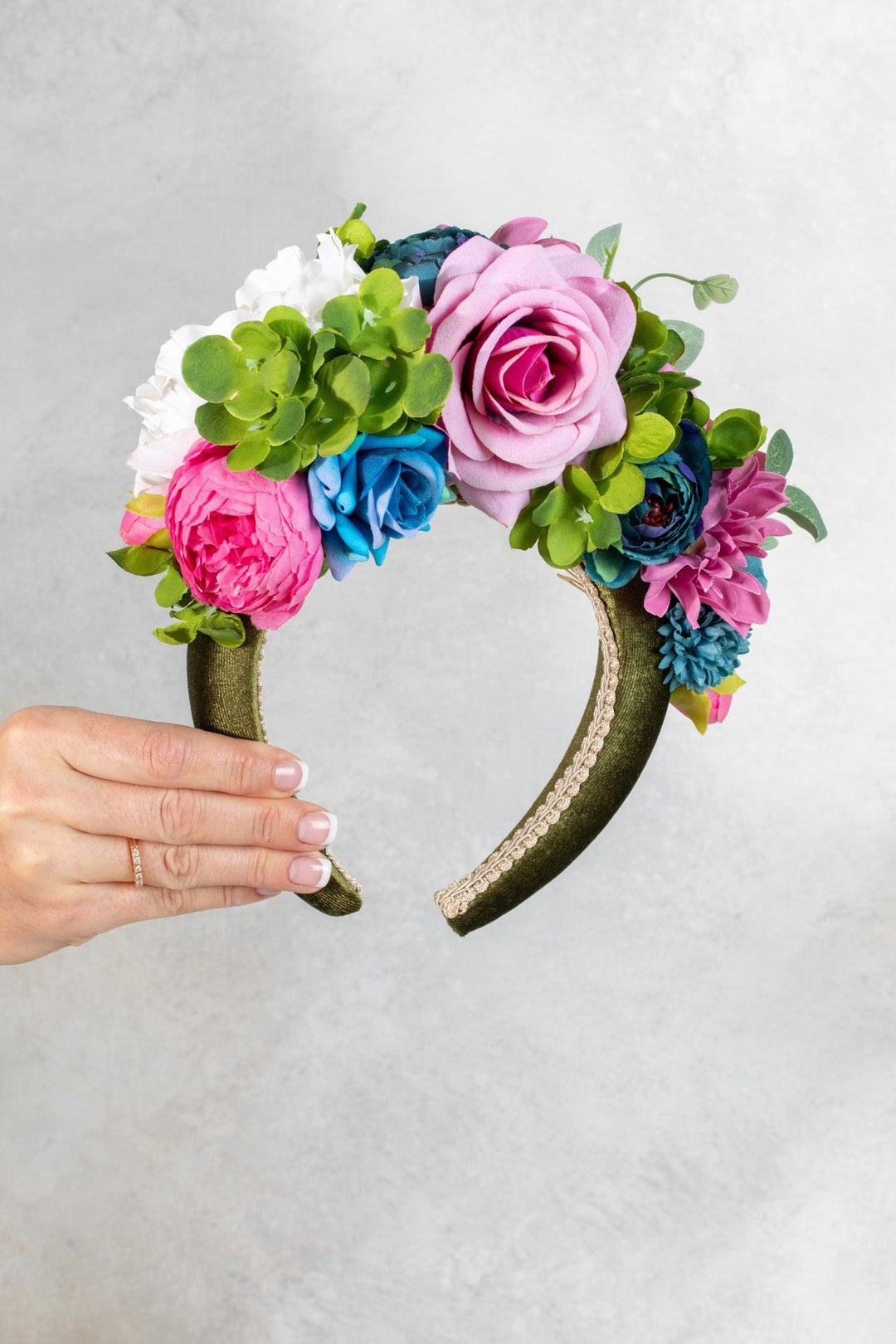 Multi - Color Flower Padded Fascinator Headband - OlhaHeadband